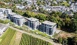 Luftbild einer Wohnanlage von Zenz Massivhaus 